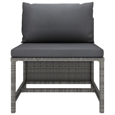 vidaXL 2 Piece Patio Sofa Set with Cushions Gray Poly Rattan