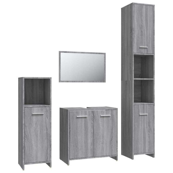 vidaXL Bathroom Furniture Set Grey sonoma Engineered wood Standard