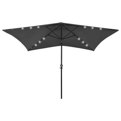 vidaXL Parasol with LEDs and Steel Pole Anthracite 6.6'x9.8'