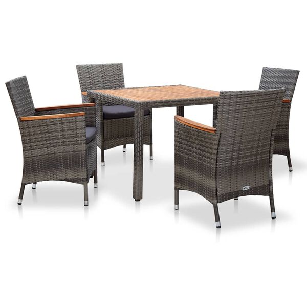 vidaXL Garden Dining Set Gray, Dark gray