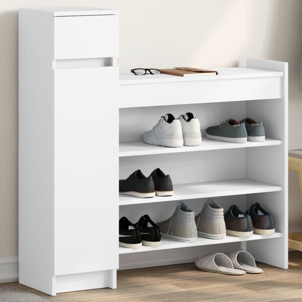vidaXL Shoe Cabinet White 39.6"x11"x39.4" Engineered Wood