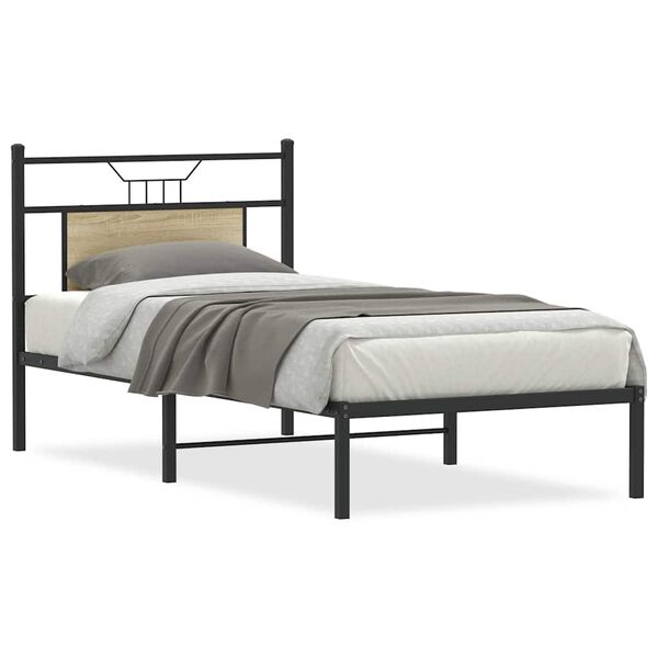 vidaXL Bed Frame Sonoma Oak Engineered wood and steel Small Single