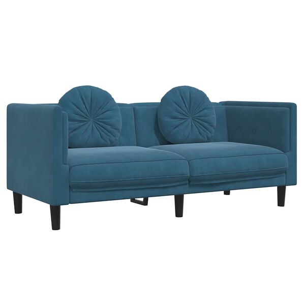 vidaXL Sofa Blue Velvet (100% polyester), plywood, solid wood 2-Seater