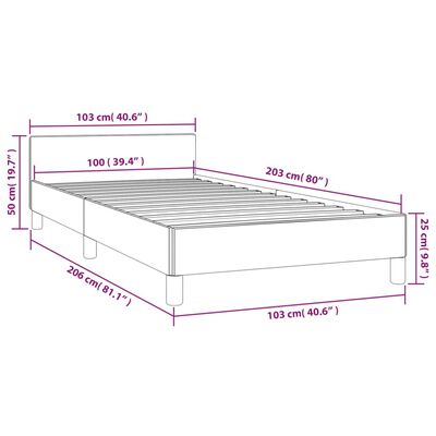 vidaXL Bed Frame with Headboard Dark Gray 39.4"x79.9" Twin XL Velvet