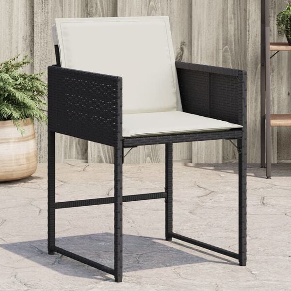 vidaXL Garden Chair Set of 4 Black PE rattan, powder-coated steel Medium