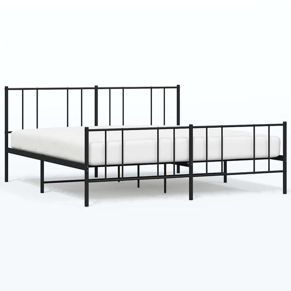 vidaXL Bed Frame Black Powder-Coated Steel 76 x 80 in Bed Frame