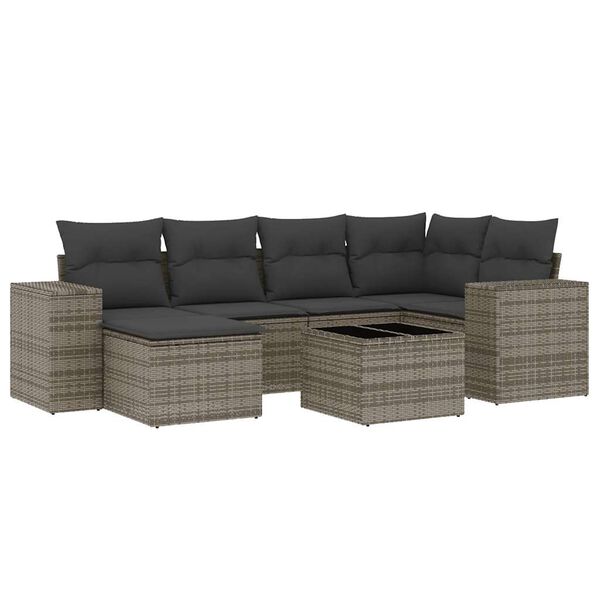 vidaXL Garden Sofa Set Grey PE rattan Large Modular Garden Sofa Set