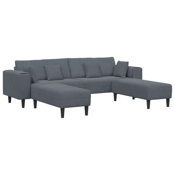 vidaXL Velvet Sofa with Cushion 3 pcs Dark Grey 208 cm Velvet