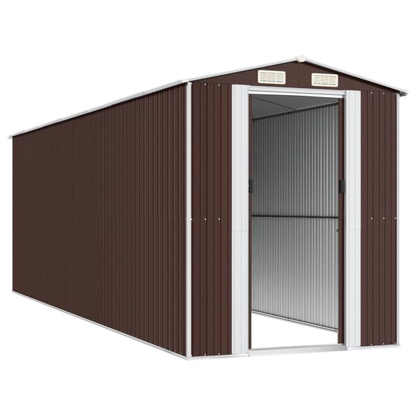 vidaXL Garden Shed Dark Brown Galvanized Steel Large Garden Shed