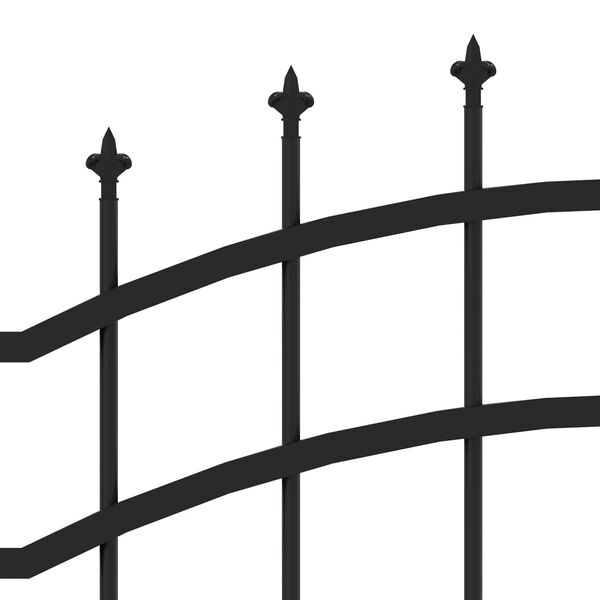 vidaXL Garden Fence with Spear Top Black 94.1"x39.4" Powder-coated Steel