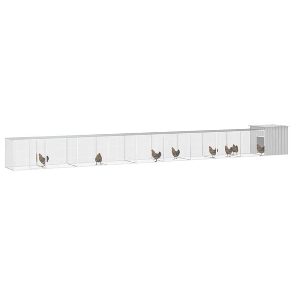 vidaXL Chicken Cage Grey Galvanized Steel Extra Large Expandable