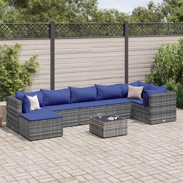 vidaXL Patio Lounge Set Grey PE rattan Medium Modular Patio Lounge Set