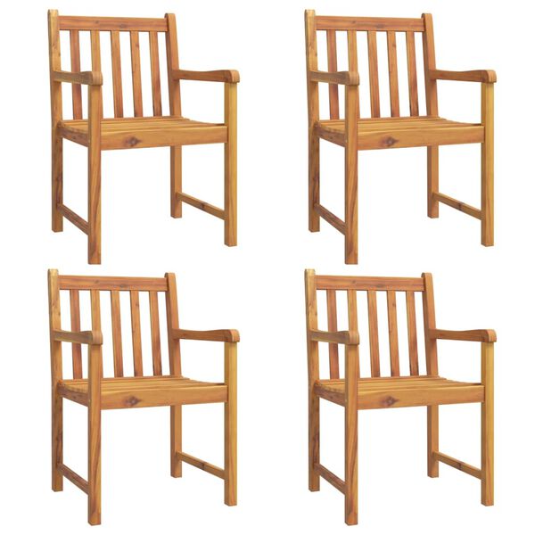 vidaXL Garden Chair Set of 4 Brown Solid Acacia wood Medium Durable