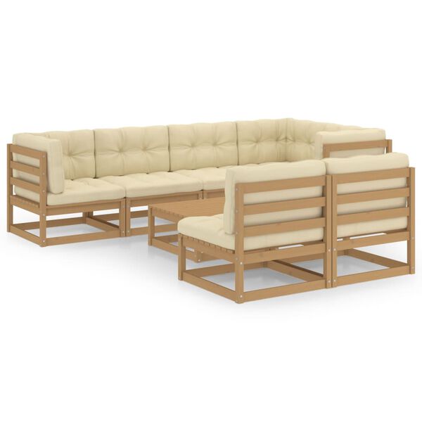 vidaXL Garden Lounge Set Honey brown Solid pine wood 28.3 in Modular