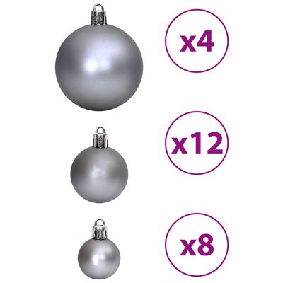 vidaXL Christmas Baubles 100 pcs Gray 1.2" / 1.6" / 2.4"