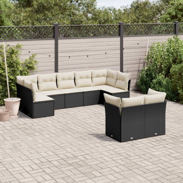 vidaXL Garden Sofa Set Black, Cream White