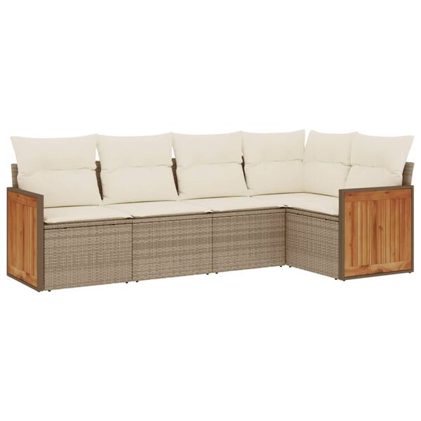 vidaXL Garden Sofa Set Beige PE rattan, powder-coated steel Large