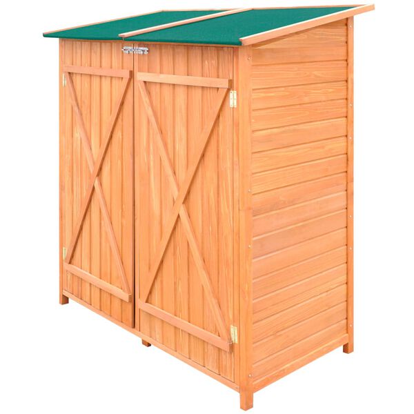 vidaXL Garden Shed Natural wood with green roof