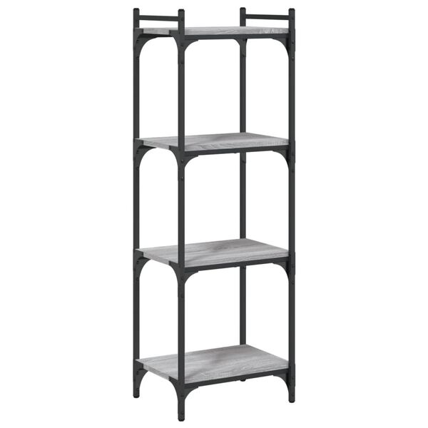 vidaXL Bookcase Grey Sonoma Engineered wood, Metal Tall Adjustable Feet