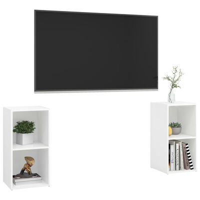 vidaXL TV Stands 2 pcs White 28.3"x13.8"x14.4" Engineered Wood