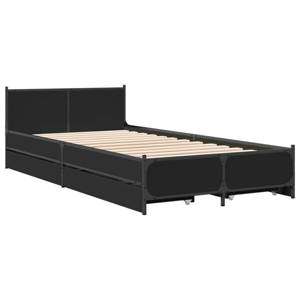 vidaXL Bed Frame Black Engineered wood, steel Small Single Bed Frame
