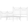 vidaXL Bed Frame White Powder-Coated Steel Double Metal Bed Frame