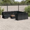 vidaXL Garden Sofa Set Black and Brown PE Rattan Large Adjustable Feet