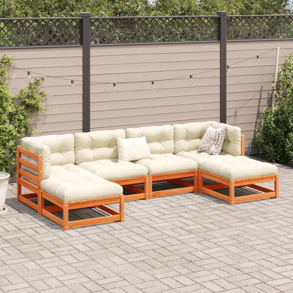 vidaXL Garden Sofa Set Wax Brown, Cream