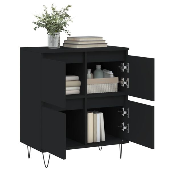 vidaXL Sideboard Black Engineered wood, Iron Medium Sideboard