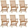vidaXL Garden Chair Set of 6 Brown Solid Teak Wood Standard Foldable