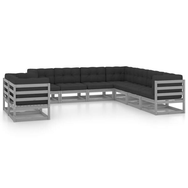 vidaXL Garden Lounge Set Grey, Anthracite Solid pinewood, polyester Large