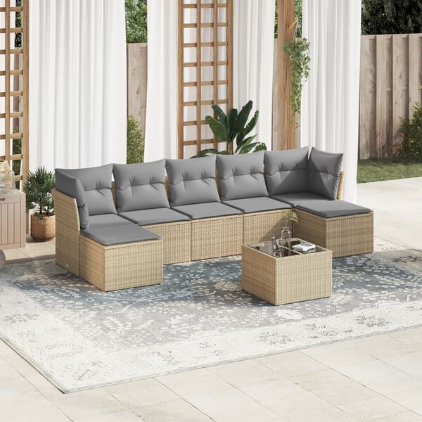 vidaXL Garden Sofa Set Beige and Light Grey