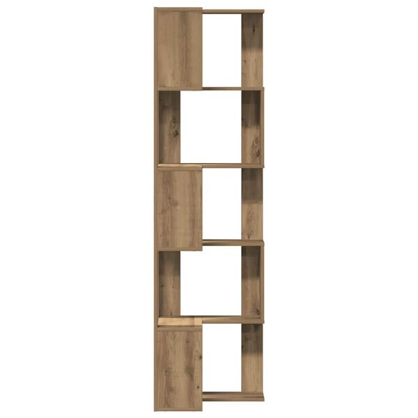 vidaXL Corner Bookcase 5-Tier Artisian Oak 19.7x19.7x70.5" Engineered Wood