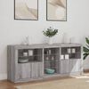 vidaXL Sideboard with LED Lights Gray Sonoma 63.8"x14.6"x26.4"