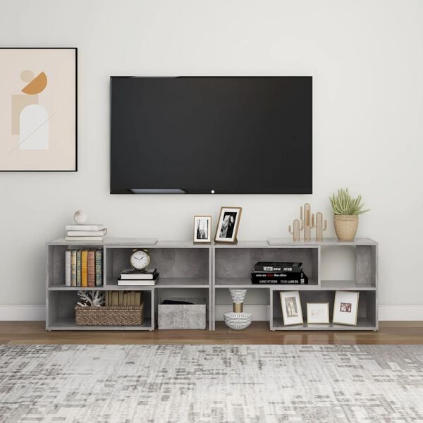 vidaXL TV Cabinet Concrete grey Engineered wood Large Extendable