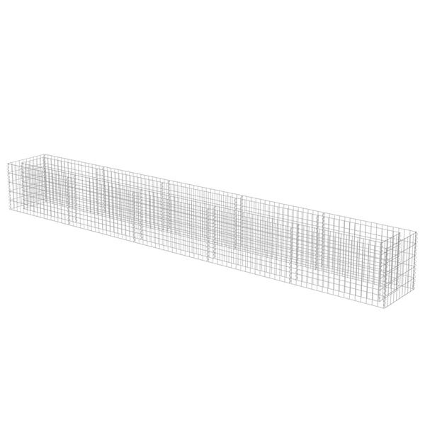 vidaXL Gabion Raised Bed Silver Galvanized Steel 177.2 x 19.7 x 19.7 in