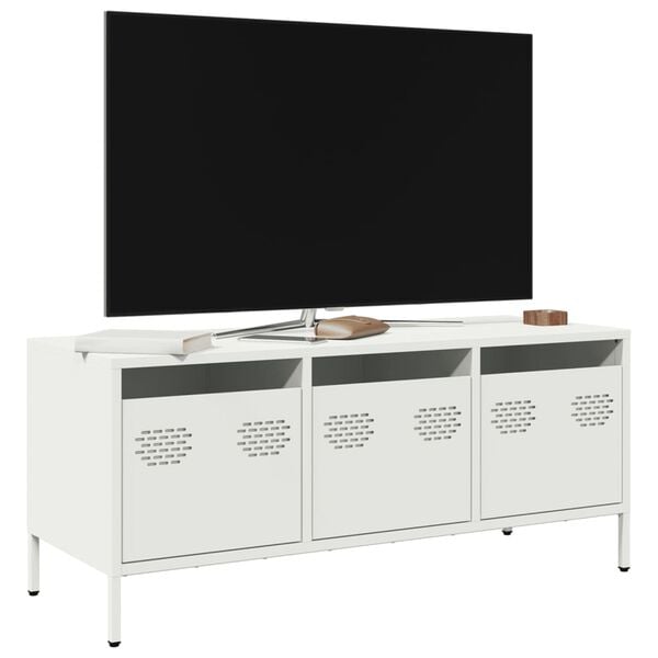 vidaXL TV Cabinet White Cold-rolled steel Medium Adjustable Feet