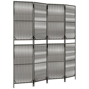 vidaXL Room Divider 4 Panels Gray Poly Rattan