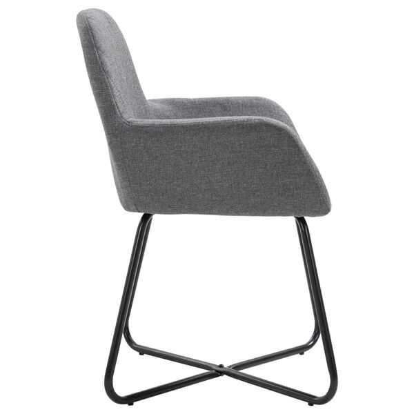 vidaXL Dining Chair Set of 4 Dark Grey Fabric and powder-coated steel