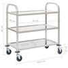 vidaXL 3-Tier Kitchen Trolley 38.0x21.7x35.4" Stainless Steel