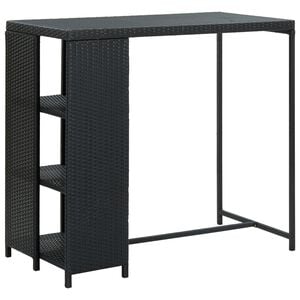 vidaXL Bar Table Black PE rattan, steel 47.2 x 23.6 x 43.3 in Bar Table