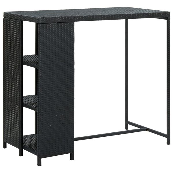 vidaXL Bar Table Black PE rattan, steel 47.2 x 23.6 x 43.3 in Bar Table