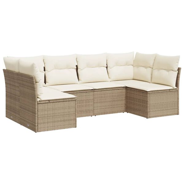 vidaXL Garden Sofa Set Beige PE rattan Large Adjustable Feet