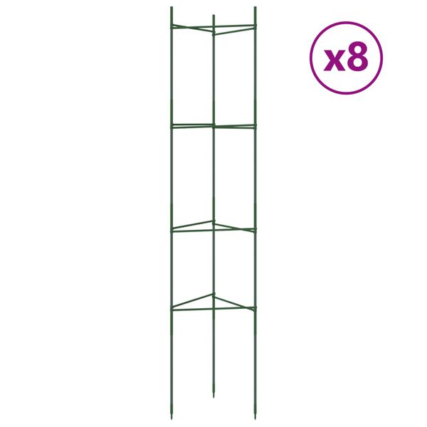 vidaXL Tomato Cage Set of 8 Green Steel with PE coating Medium