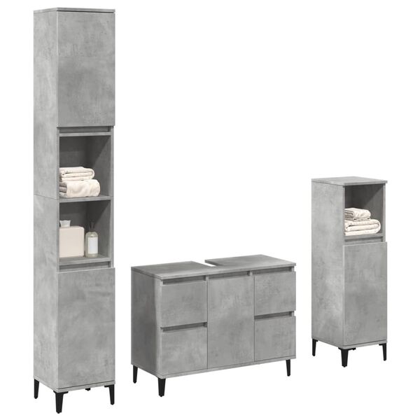 vidaXL Bathroom Furniture Set Concrete Gray Engineered wood, metal Medium