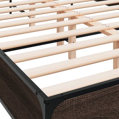 Close-up of wooden slats and metal frame corner