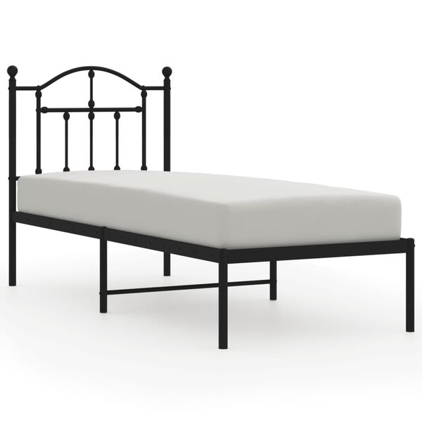 vidaXL Bed Frame Black Steel Small Single Bed Frame Rectangular