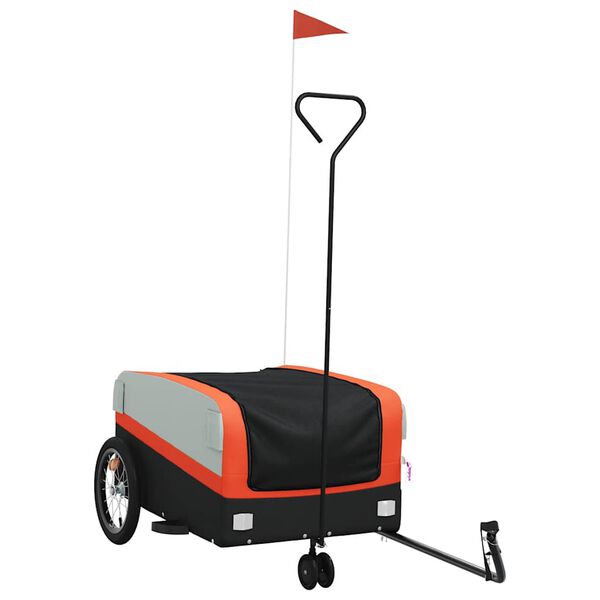 vidaXL Bike Trailer Black and Orange 99.2 lb Iron