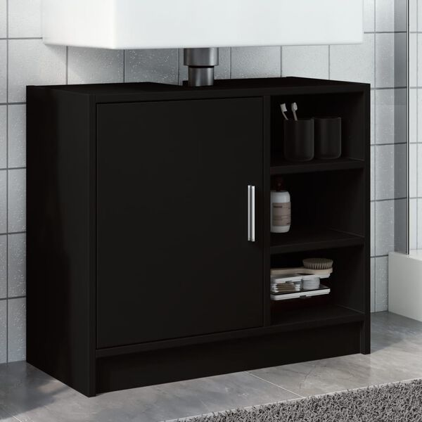 vidaXL Sink Cabinet Black Engineered wood Medium Sink Cabinet