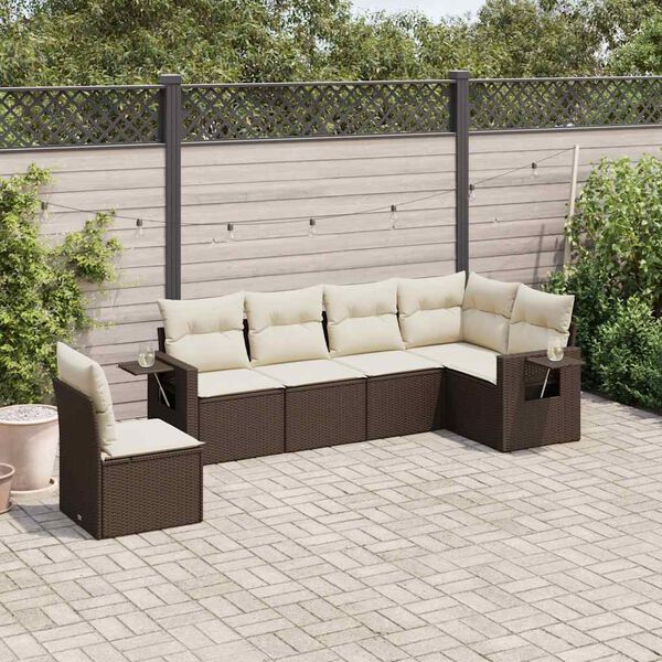 vidaXL Garden Sofa Set Brown, Cream white